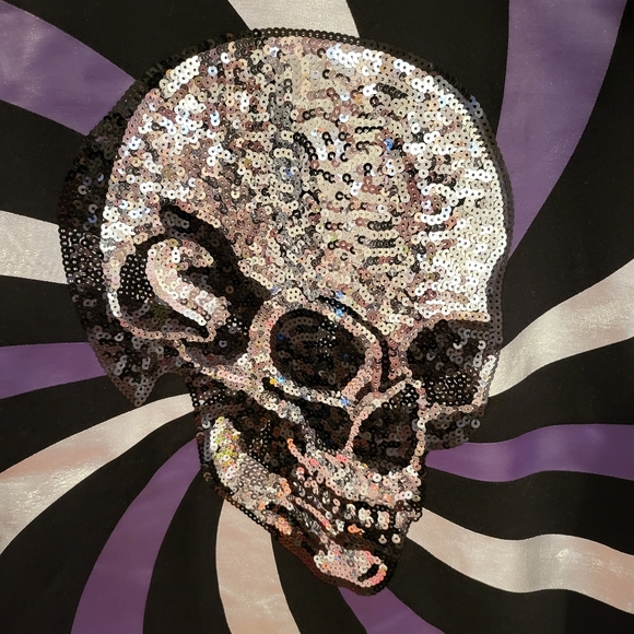 INC Sequin Skull Stripe Crewneck - Picture 2 of 8